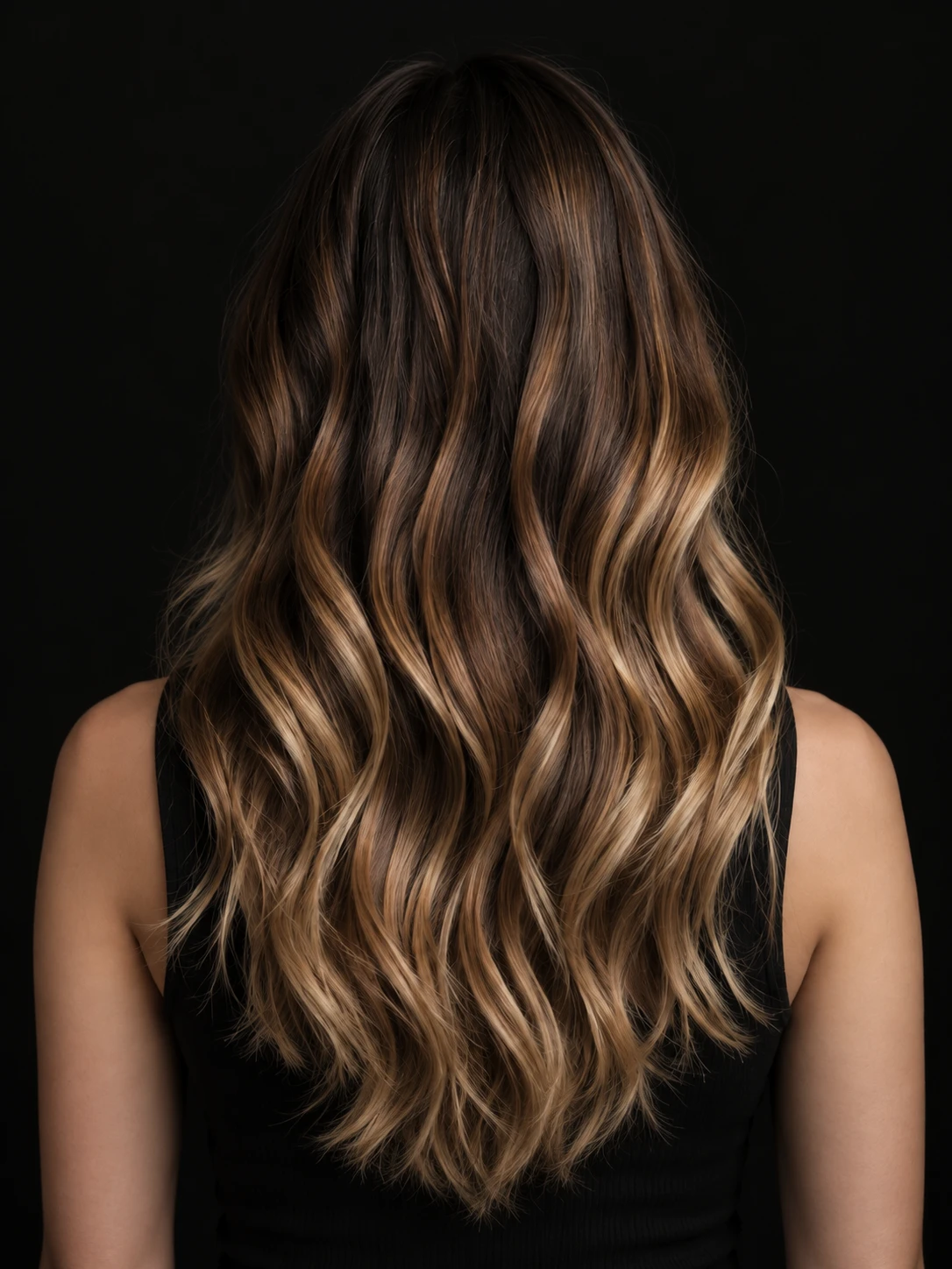 Look-Inspiration: lange brünette Wellen mit sanfter Balayage